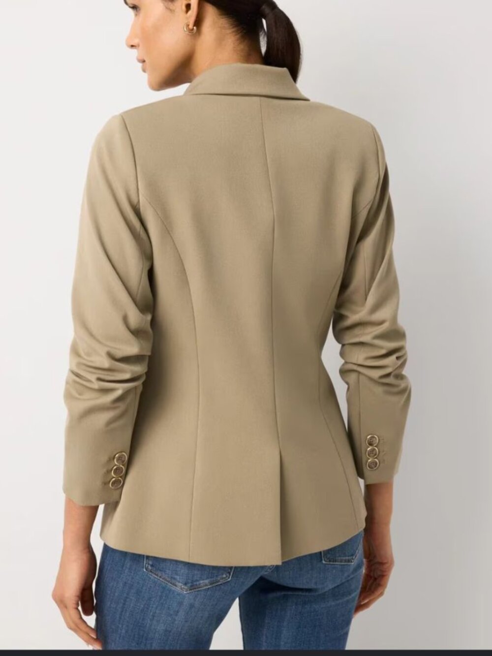 nwt WHITE HOUSE BLACK MARKET ruched sleeve blazer 4 in cacti - Picture 2 of 2